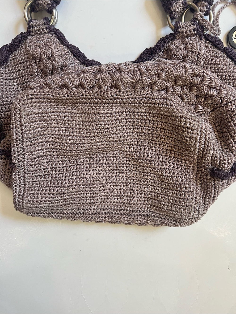 The Sak Crochet Tote in Lavender and Plum Purple Trim - Picture 5 of 9